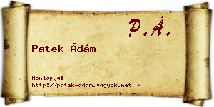 Patek Ádám névjegykártya